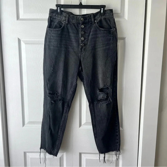 FREE PEOPLE Black Blossom Rigid High Rise Jean 30 - Picture 1 of 5